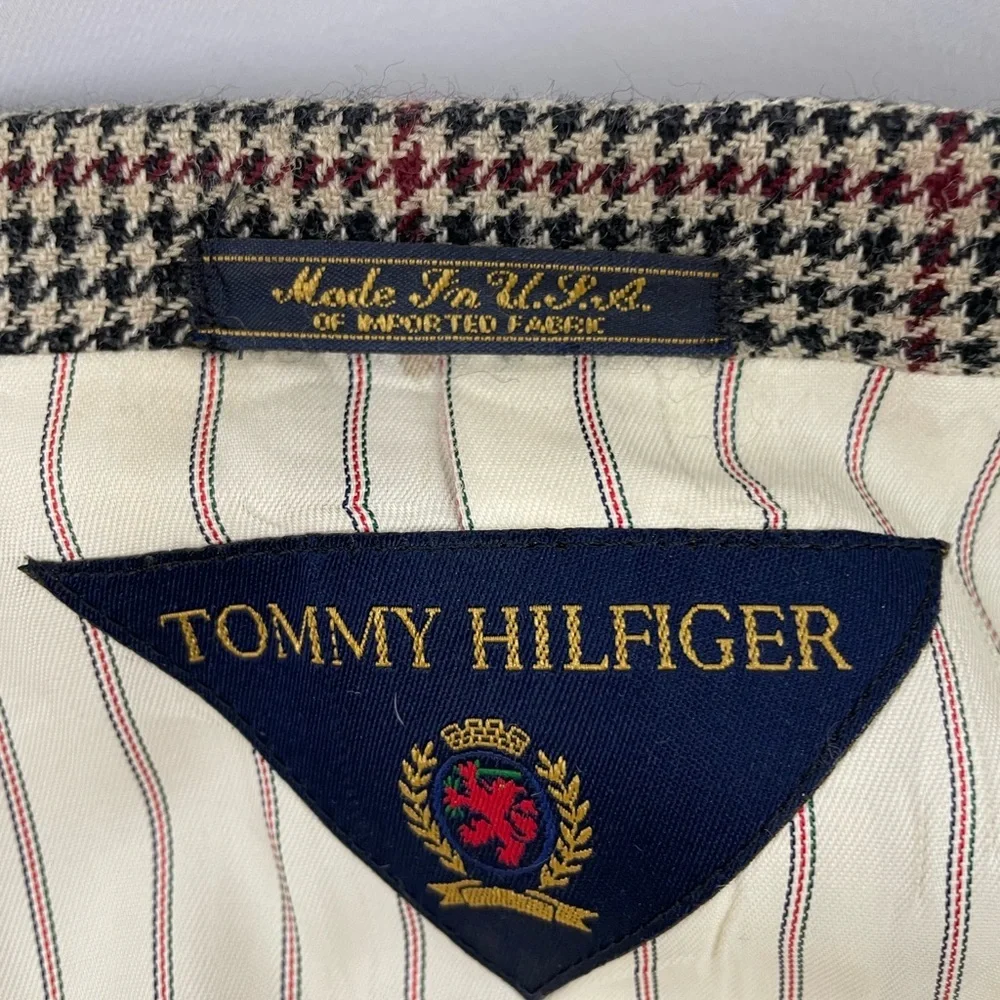 Tommy Hilfiger Houndstooth Wool Blazer Sport Coat Jacket Vintage Union USA made